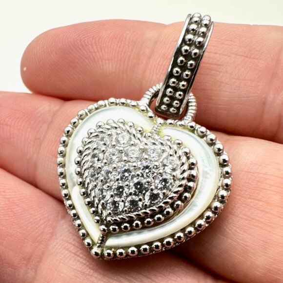 Judith Ripka Pearl & CZ Sterling Silver Pendant Enhancer 1 1/2 Inch - Picture 3 of 3